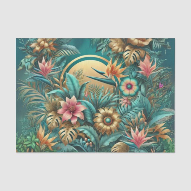 Mousseline Papier de découpage tropical iridescent (Recto)