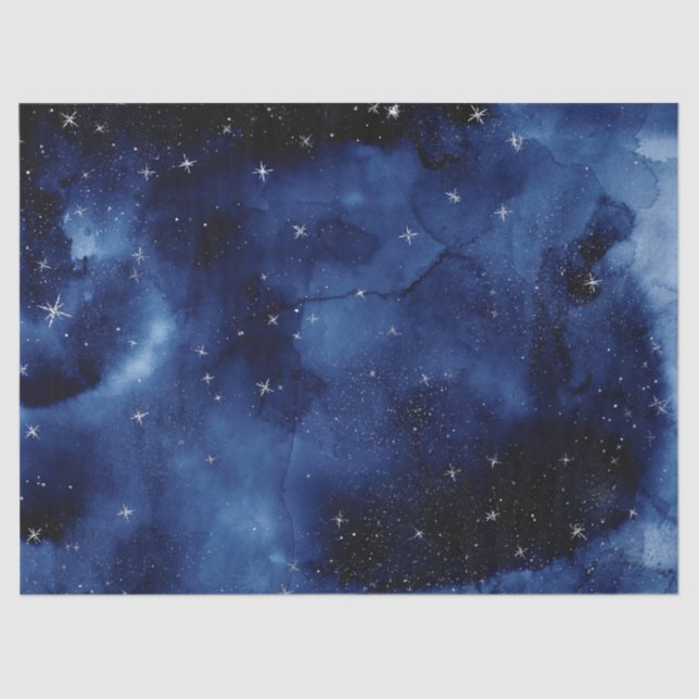 Mousseline Papier de fond bleu Galaxy Stars (Recto)