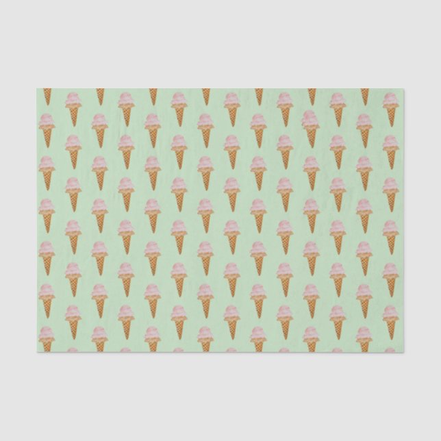 Mousseline Papier de fond de crème glacée aquarelle (vert men (Recto)