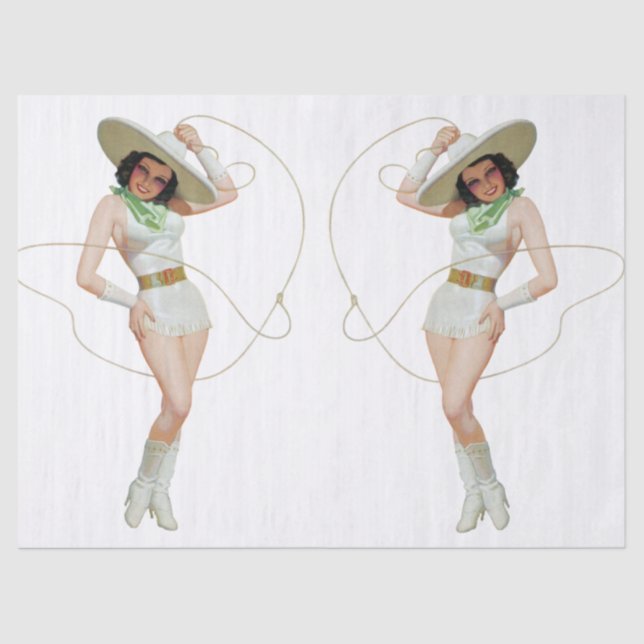 Mousseline Papier de fond de découpage de cowgirl des années  (Recto)