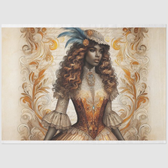 Mousseline Papier de fond de découpage Victorien Afro-América (Recto)