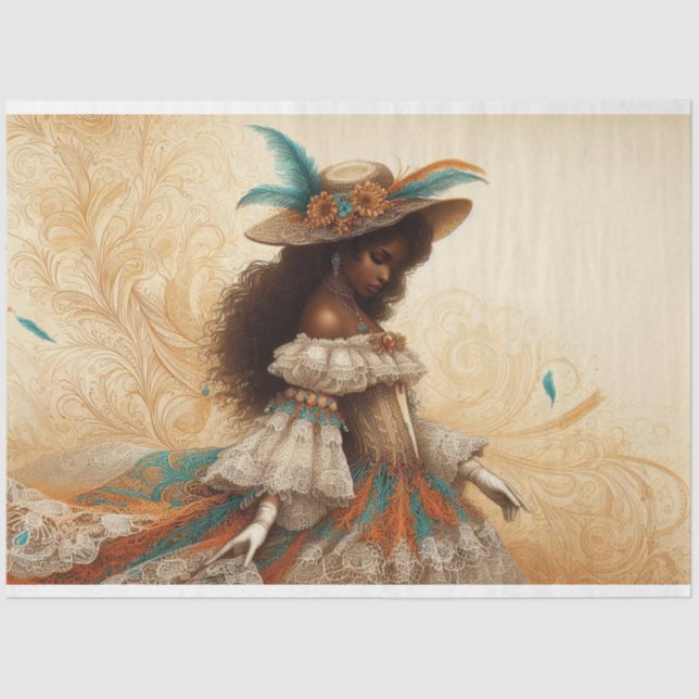 Mousseline Papier de fond de découpage Victorien Afro-América (Recto)