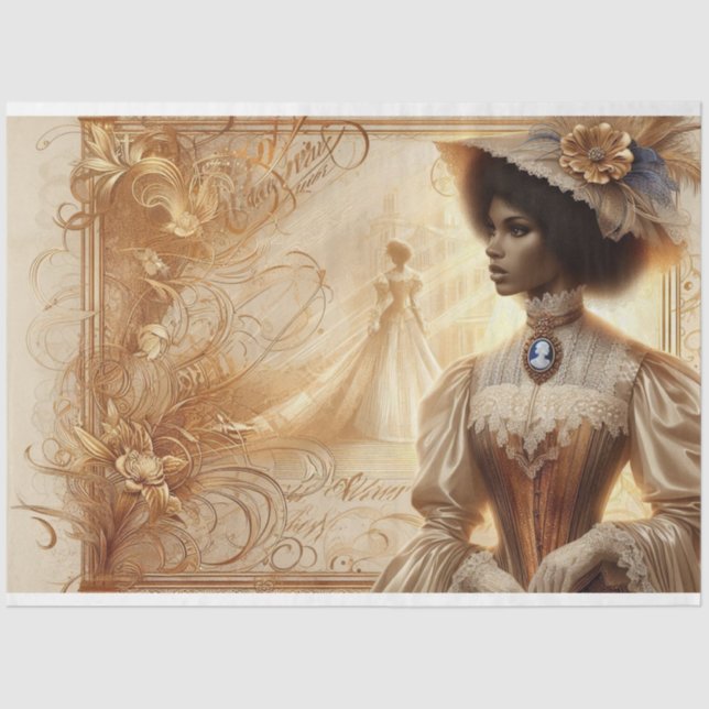 Mousseline Papier de fond de découpage Victorien Afro-América (Recto)