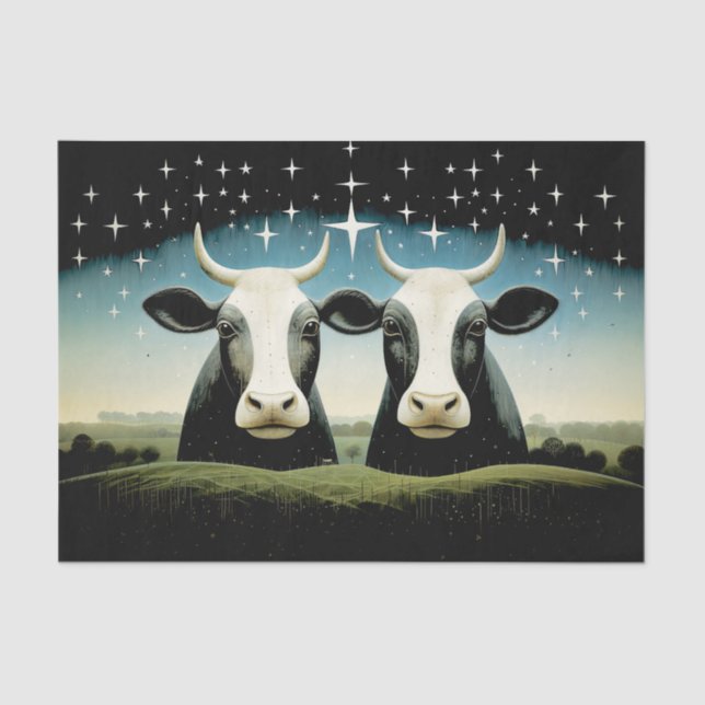 Mousseline Papier de fond découpage de vaches de campagne pri (Recto)