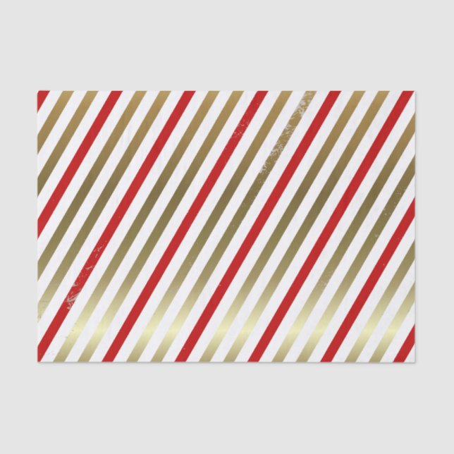 Mousseline Papier de fond Diagonale Rouge, Blanc, Or (Recto)