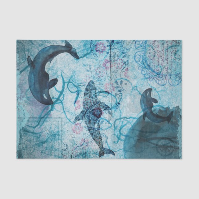 Mousseline Papier de fond marin pour baleine (Recto)