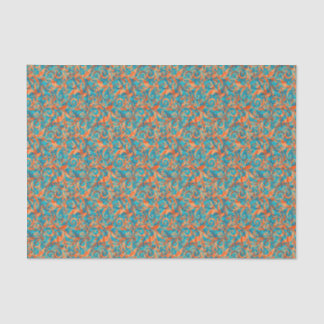 Mousseline Papier de fond orange et Turquoise calqué