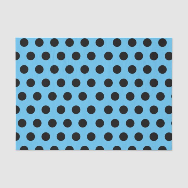Mousseline Papier de fond Polka de taille moyenne noir et ble (Recto)