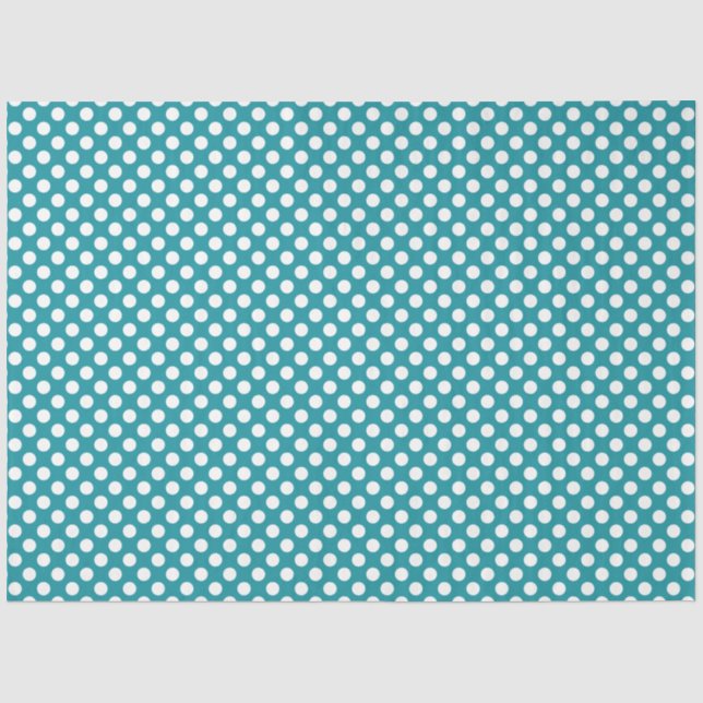 Mousseline Papier de fond Polka Turquoise et blanc (Recto)