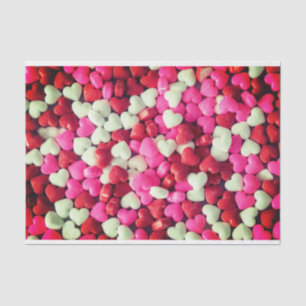Mousseline Papier de fond rose rouge et blanc Coeur de bonbon