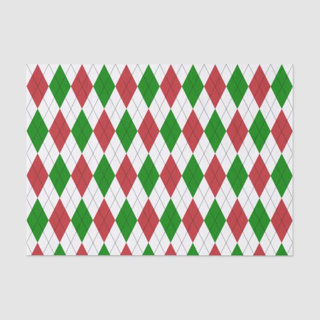 Mousseline Papier de fond rouge foncé, vert et blanc Jacquard (Recto)