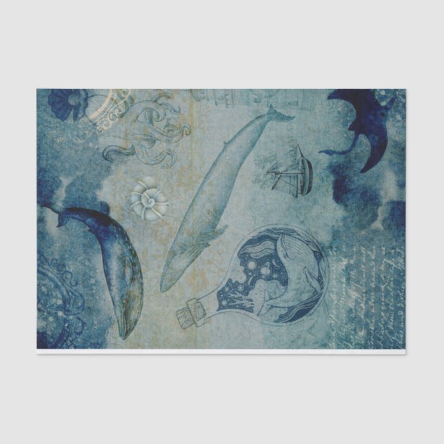 Mousseline Papier de fond vintage pour baleines nautiques (Recto)