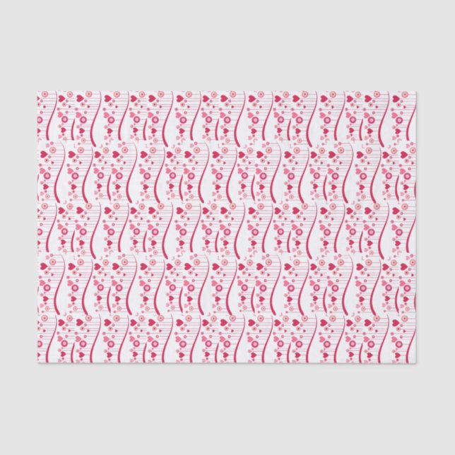 Mousseline Papier de la Saint-Valentin Pink Red Hearts (Recto)