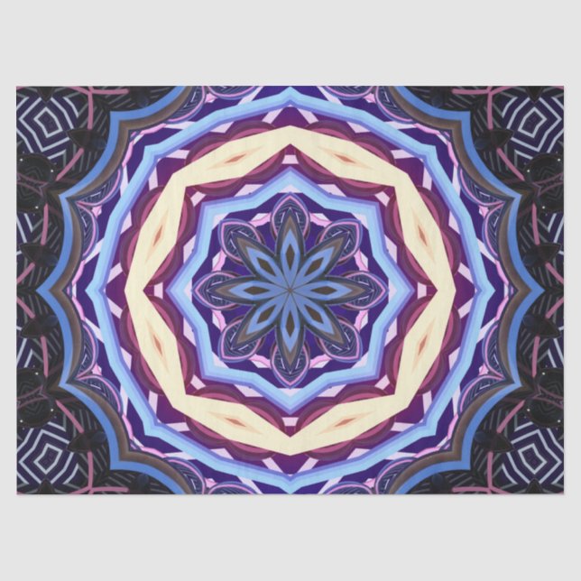 Mousseline papier de mandala de fleurs bleues (Recto)