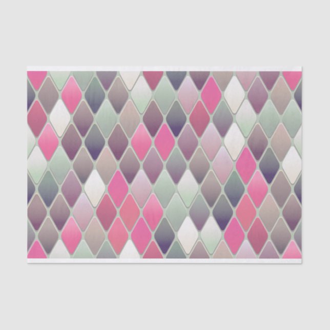 Mousseline papier de mouchoir rose vert diamant (Recto)