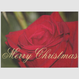 Mousseline Papier de Noël à grande Rose rouge