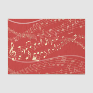 Mousseline Papier de Noël de la musique rouge et or