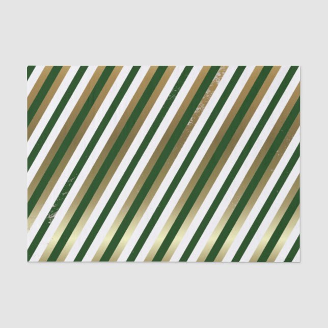 Mousseline Papier de papier à bande diagonale vert, blanc, or (Recto)