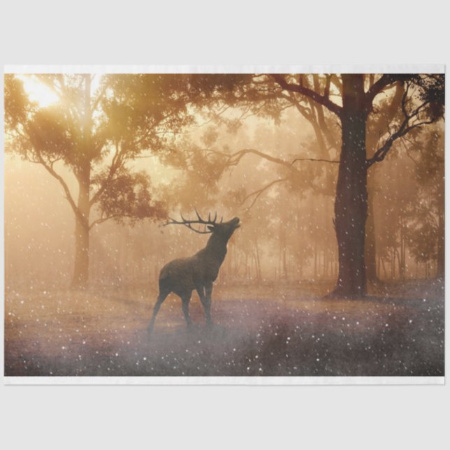 Mousseline Papier de papier de découpage de cerfs forestiers (Recto)