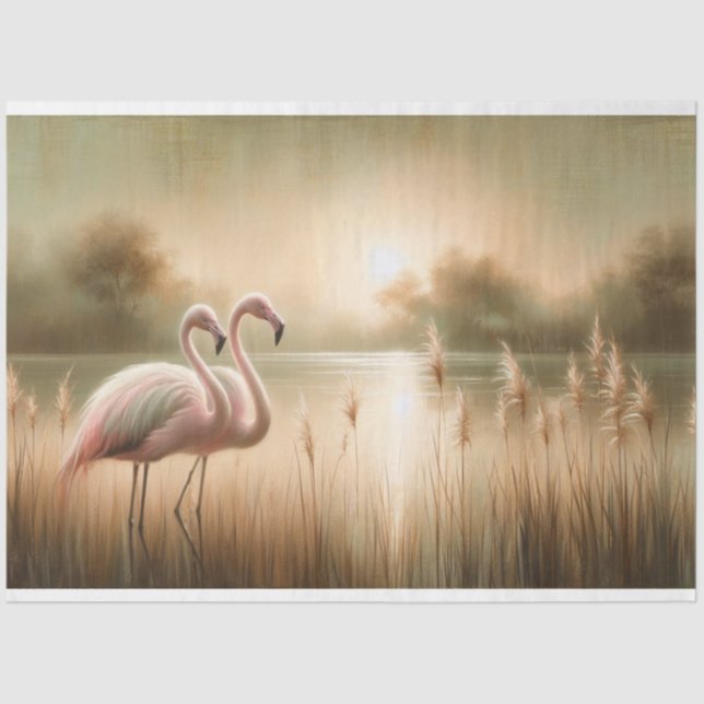 Mousseline Papier de papier de découpage de Flamant rose (Recto)