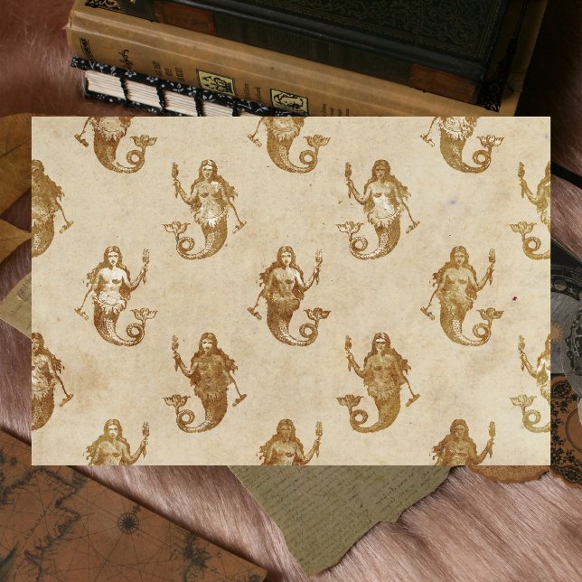Mousseline Papier de papier de découpage vintage d'antiquité (Vintage Antique Mermaid Decoupage Tissue)
