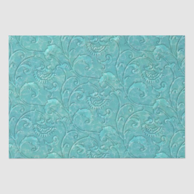 Mousseline Papier de papier de fond turquoise Turquoise Flora (Recto)