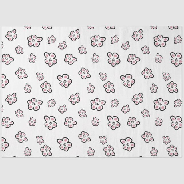 Mousseline papier de papier de motif de fleurs rose (Recto)