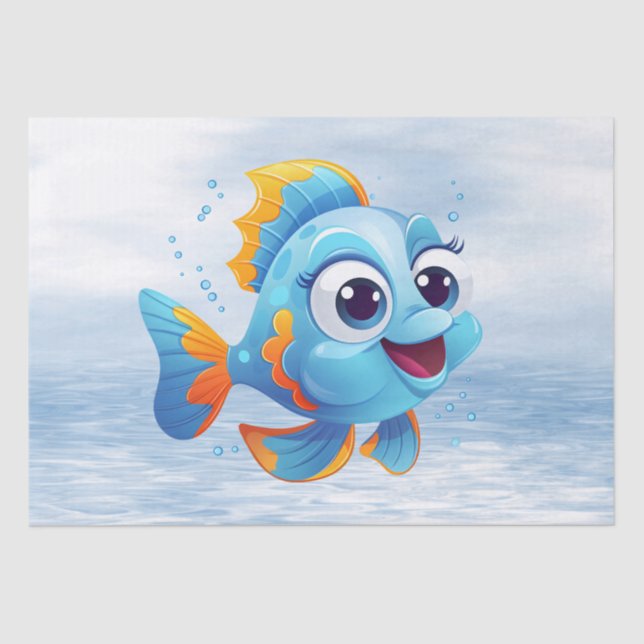 Mousseline Papier de papier de poisson bleu (Recto)