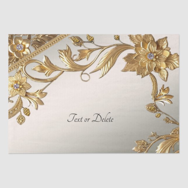 Mousseline Papier de papier de tissus fleuri Feuille Golden W (Recto)