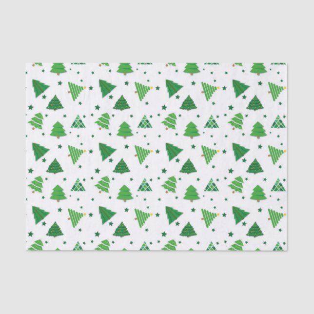 Mousseline Papier de papier de tissus Retro Green Christmas T (Recto)