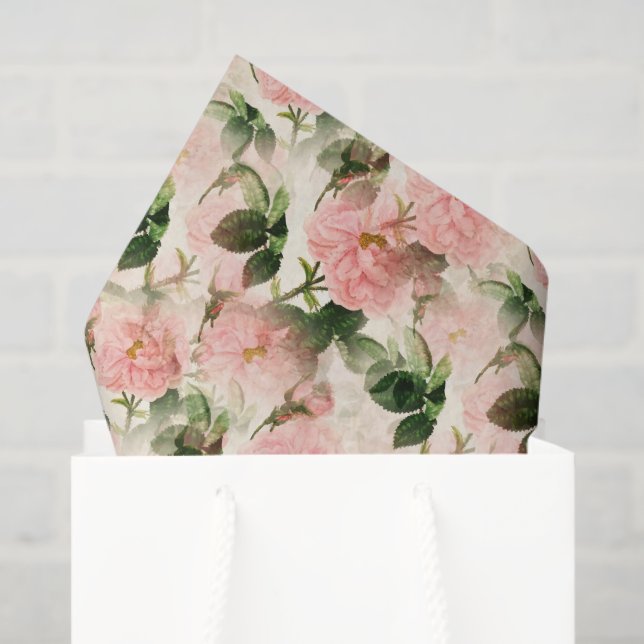 Mousseline Papier de papier de tissus Roses Roses Roses vinta (Sac cadeau)
