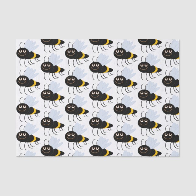 Mousseline Papier de papier journal des abeilles heureuses (Recto)