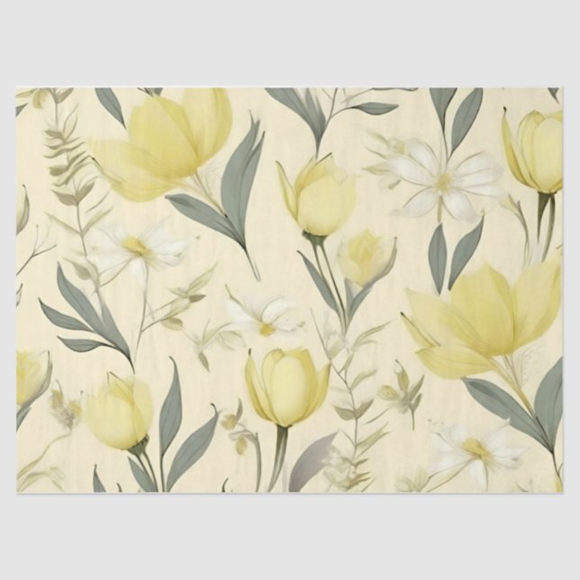 Mousseline Papier de papier  Mariage Roses Jaunes (Recto)