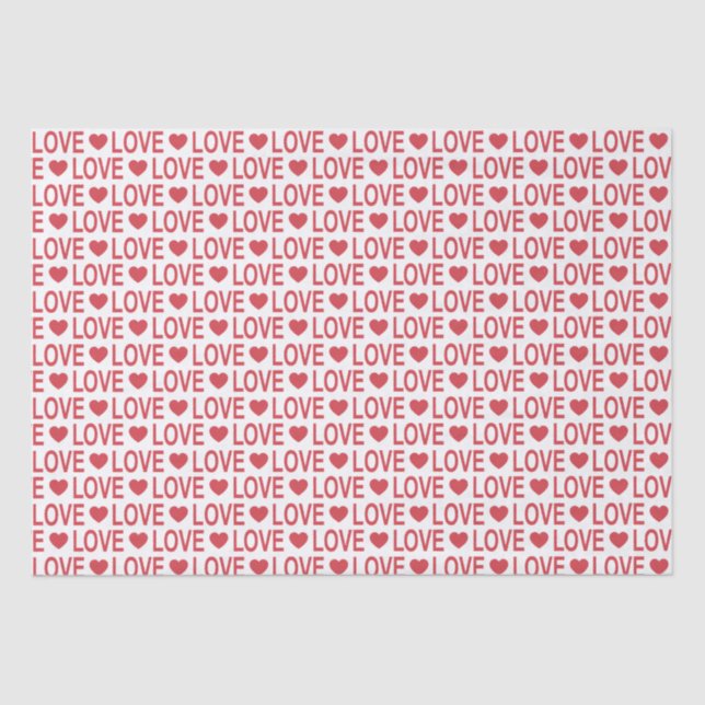 Mousseline Papier de papier Motif Red Love (Recto)