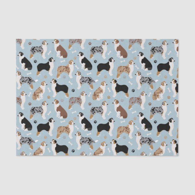 Mousseline Papier de papier tissu Australian Shepherd Bones a (Recto)