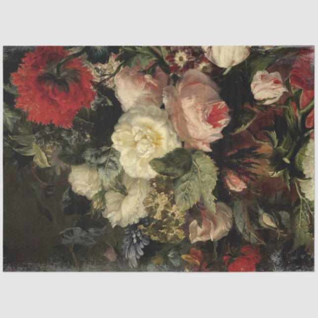 Mousseline Papier de papier tissu de découpage floral foncé (Recto)