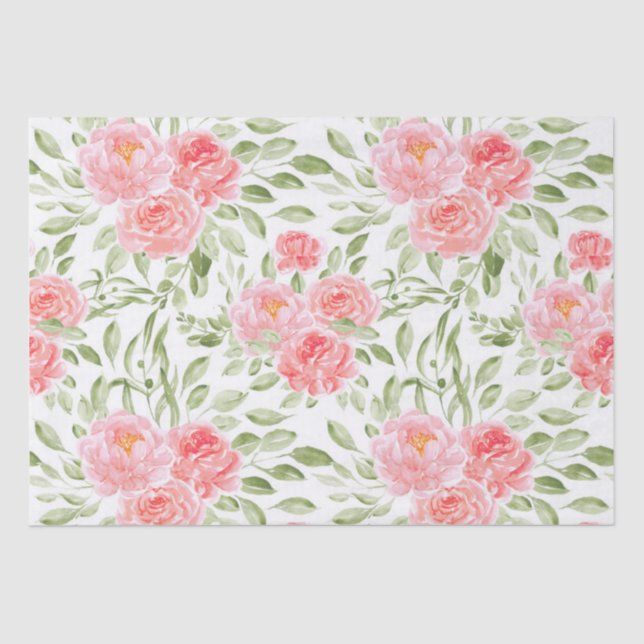 Mousseline Papier de papier tissu Motif Watercolor Peony (Recto)