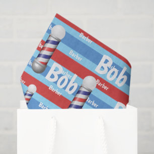 Mousseline Papier de soie, Barbershop BarberpoleRouge Blanc B