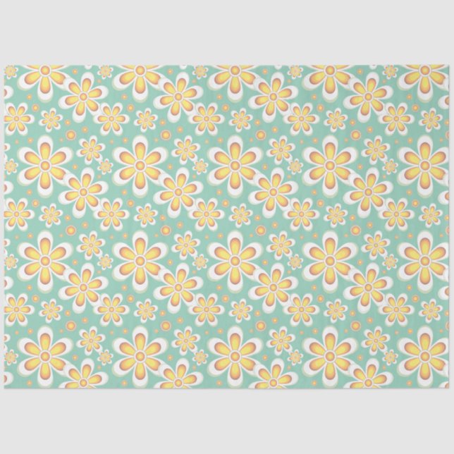 Mousseline papier de tissu à fleurs à motif jaune (Recto)