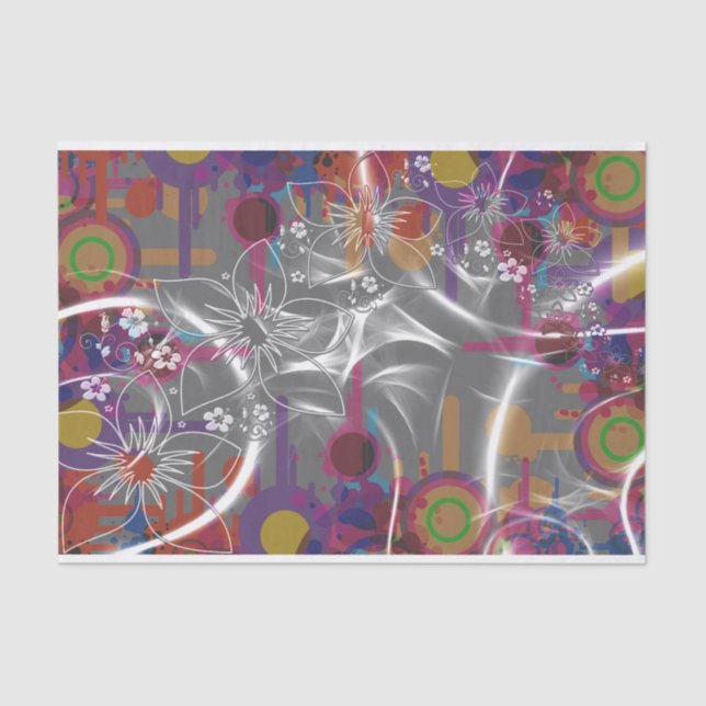 Mousseline Papier de tissu abstrait et fleuri (Recto)