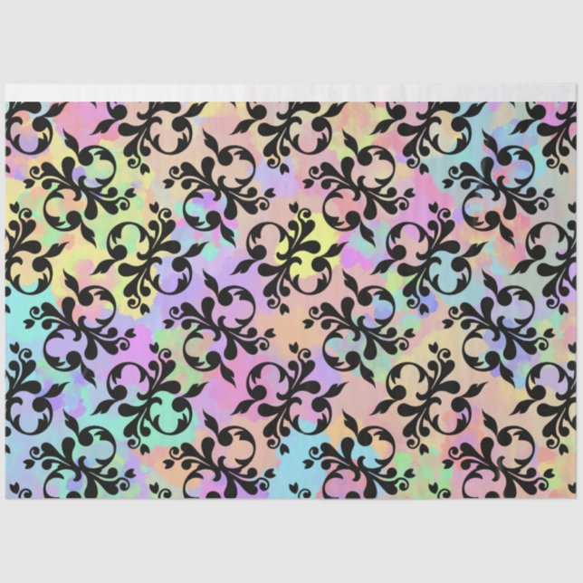 Mousseline Papier de tissu arc-en-ciel vintage (Recto)