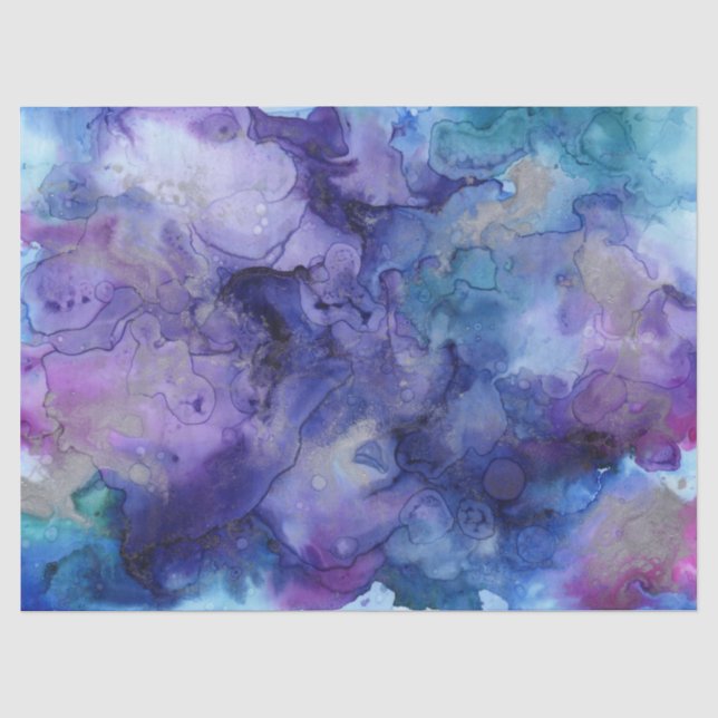 Mousseline papier de tissu bleu et violet (Recto)