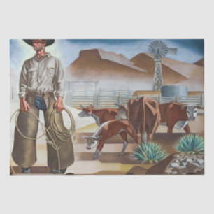 Mousseline Papier de tissu de bétail à rabot cowboy
