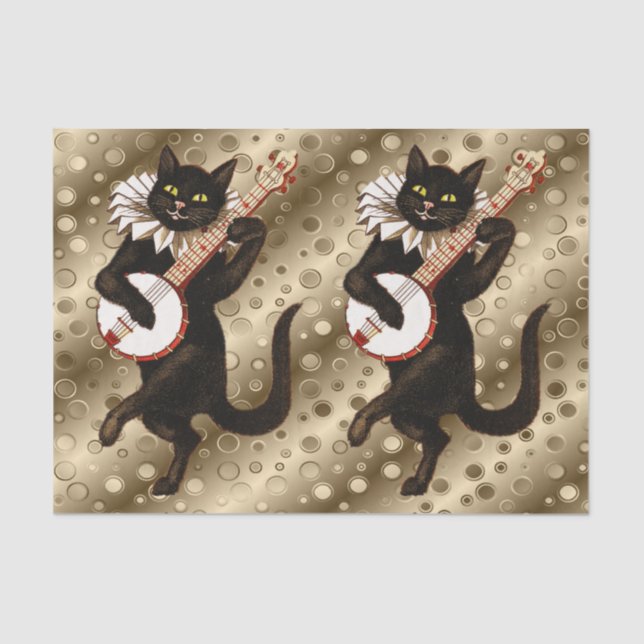 Mousseline papier de tissu de chat vintage (Recto)