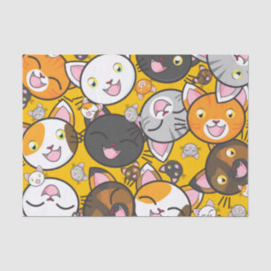 Mousseline papier de tissu de chats heureux