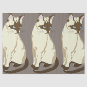 Mousseline Papier de tissu de chats siamois