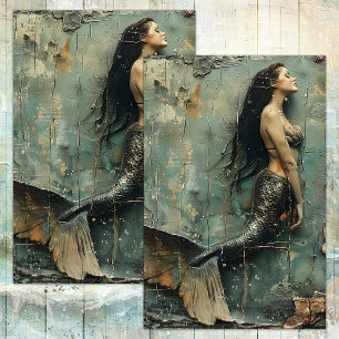 MOUSSELINE PAPIER DE TISSU DE DÉCOUPAGE MERMAID DÉTRUIT