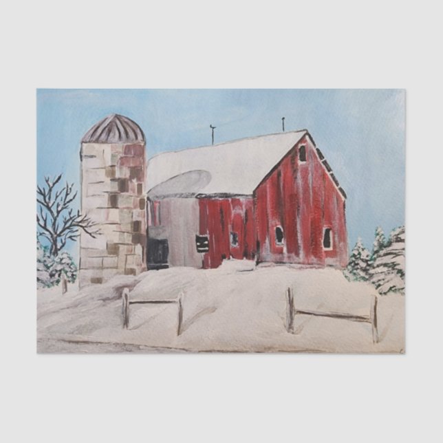 Mousseline Papier de tissu de découpage, Vieille grange (Recto)