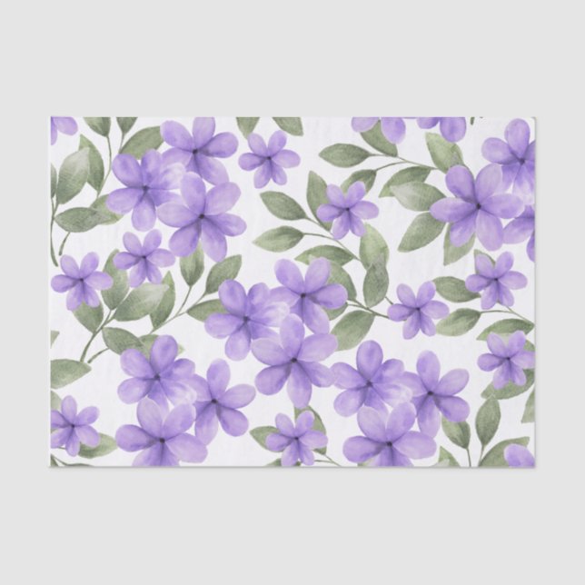 Mousseline papier de tissu de fleurs violettes (Recto)