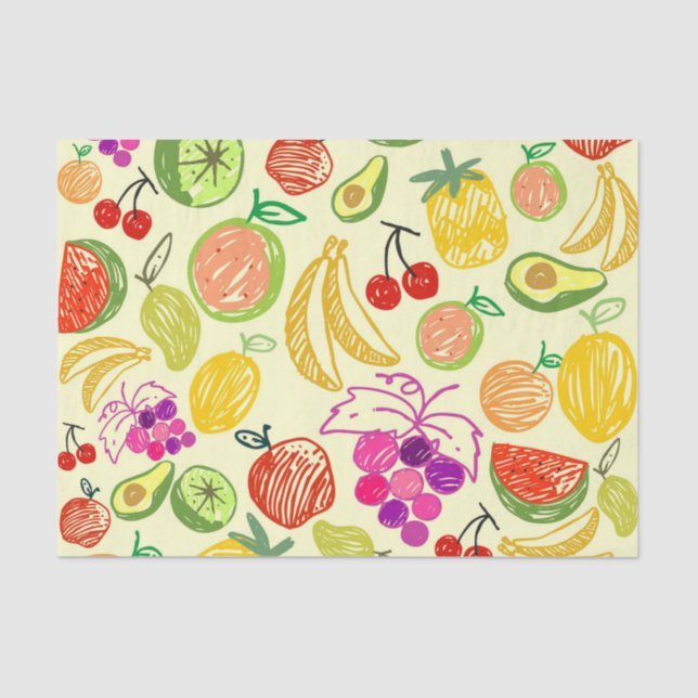 Mousseline Papier de tissu de fruits mélangés (Recto)